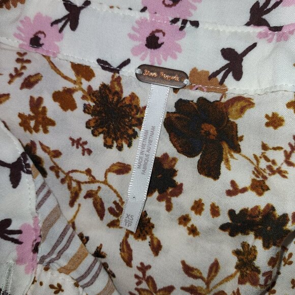 Free People Hazel Patchwork Button Down Blouse in Tea Combo Size XS - Picture 13 of 13
